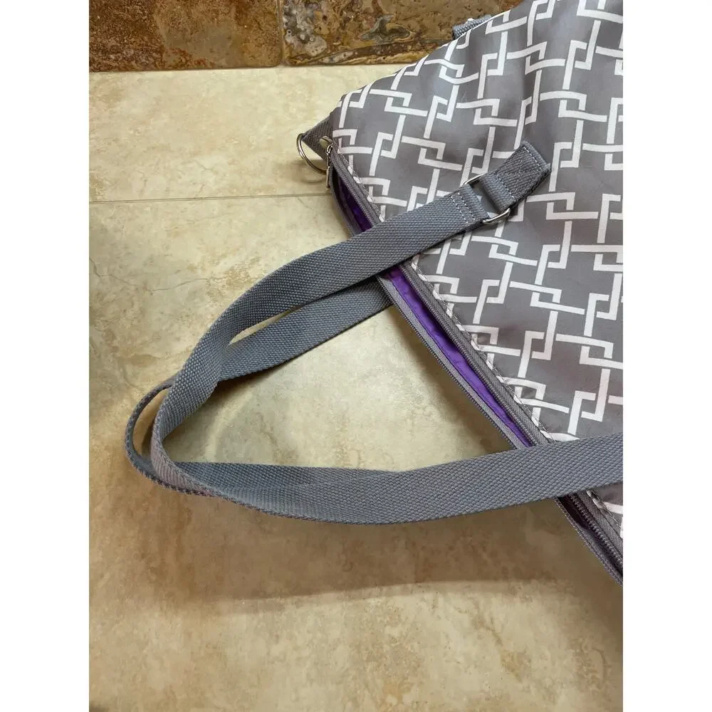 Sarah Wells Pump Bag Gray Geometric Diaper Tote Multi Pocket Nylon Laptop Baby